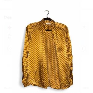 Equipment Yellow Blouse with Geometric Pattern